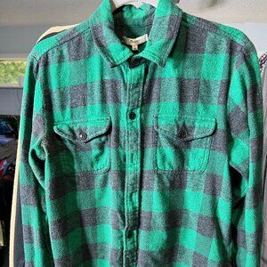 Madewell Green & Black Plaid Flannel Long-Sleeve Button-Up Shirt SZ Small